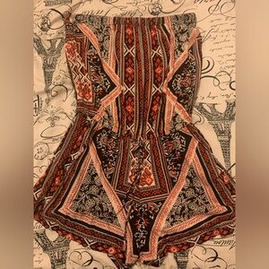 Angie Black and Red Floral Pattern Top